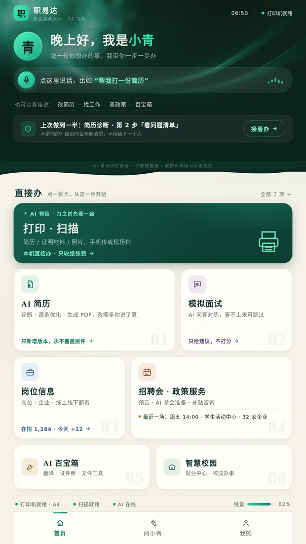 职易达一体机首页 · 服务总控屏